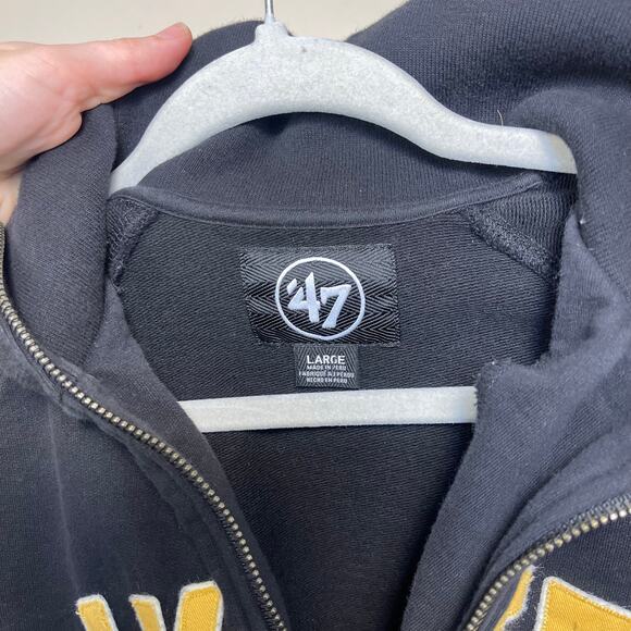 Men's '47 Los Angeles Lakers 3/4 Zip Up Sweatshirt Black and Yellow Large - Picture 3 of 4